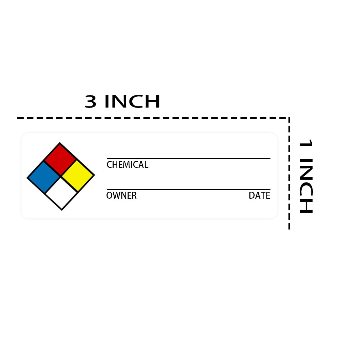 MSDS Stickers for Safety Data Right-to-Know Labels, 13 Inches Adhesive Color Coding Labels with Diamond Boxes Graphic for Chemical Identifying and Marking (500 Pcs)