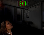 Photoluminescent Exit Sign Red - Framed Flag/Ceiling Mount. Code Approved UL 924/IBC/NFPA 101 (Directional Arrows Included)