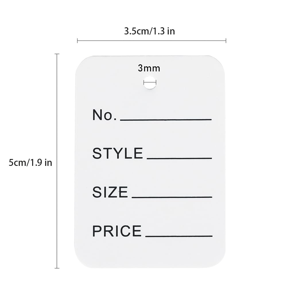 G2PLUS 1000 PCS Price Tags,1.97 X 1.38 in Clothing Labels, Unstrung White Square Rectangular 1.3x1.9 in