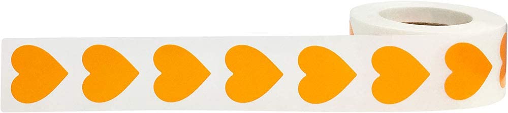 Orange heart-shaped adhesive seals for Valentine's Day crafting and scrapbooking, 0.75 inch, 500 stickers 