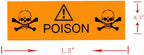 Danger Poison Stickers Labels,0.5 x 1.5 Inches Fluorescent Orange with Black Poison Safety Stickers 500 Labels on a Roll (Pack of 2) 0.5*1.5 inches (Pack of 2)