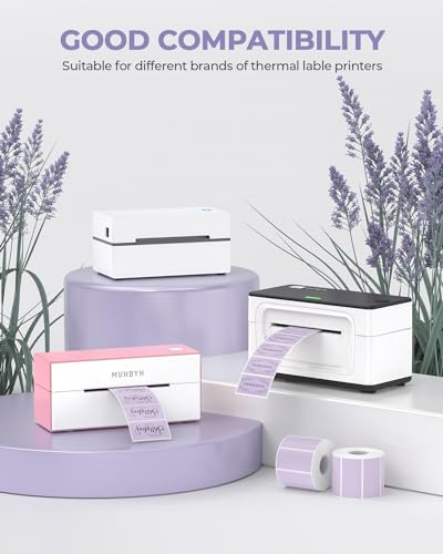 2.25"x1.25" Purple Thermal Sticker Labels+2 Inch Round Thermal Labels