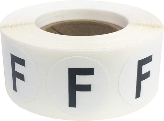 Letter F Inventory Labels .75 Inch Round Circle Dots 500 Adhesive Stickers
