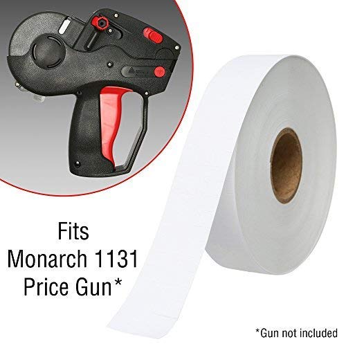 Perco White Pricing Labels for Monarch 1131 Price Gun - 1 Sleeve, 20,000 Blank Marking Labels Bundle with Monarch Ink Roll for Monarch 1131 & 1136 Price Labelers (Pack of 4)