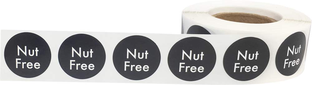 Color-coding Nut Free Labels, 0.75-inch round circle dots, adhesive stickers in bright colors, pack of 2 for food safety labeling.