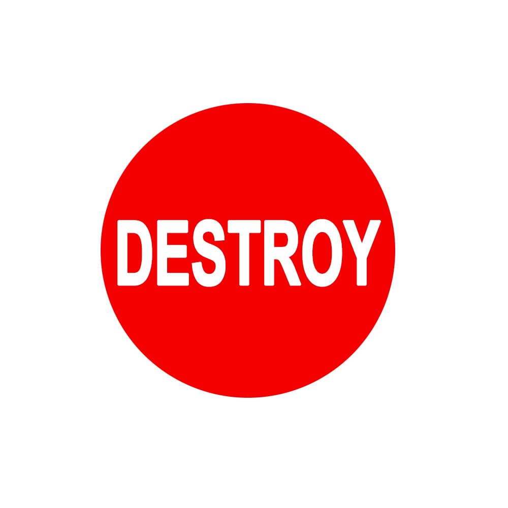 Destory Labels Stickers for Warehouse Inventory,2 inch Self Adheive Labels,500 Pcs Per Pack