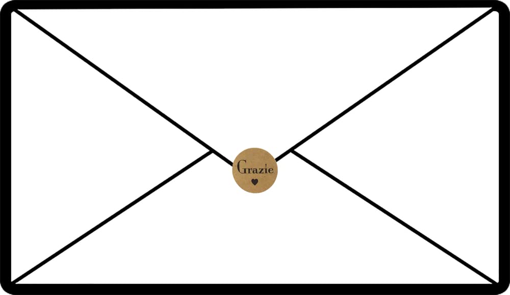  Grazie Italian thank you natural kraft round sticker seals, 1-inch adhesive labels for packaging and gifts.