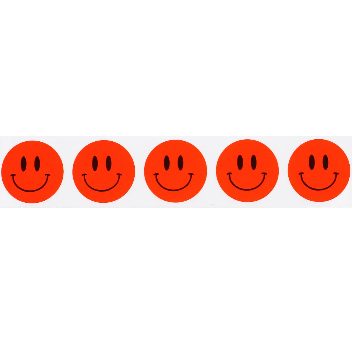 Happy Face Stickers - Fluorescent Red Happy Face Labels, 0.75 Inch Round Dots, 500 Total Adhesive Stickers for Rewards and Decorations - Made in The USA