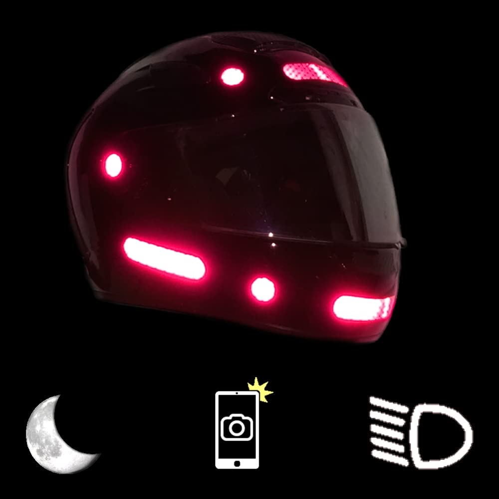 customTAYLOR33 High Intensity Grade Reflective Safety Decals/Stickers for Motorcycle, Bicycle, Snowboarding, Racing Helmets or Vehicles (Set of 2 (12 Strips & 12 Circles), Special Edition Hot Pink) Set of 2 (12 Strips & 12 Circles)