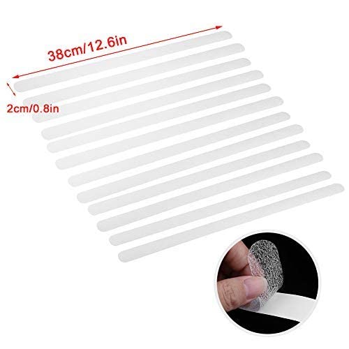 Anti Slip Floor Tape, 12 Strips Adhesive Non Skid Grip Treads Transparent Gritty Textured Bathroom Stairs Safety for Seniors