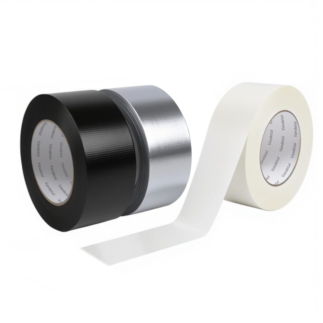 Duct Tape Heavy Duty Waterproof, Strong Adhesive Silver Duct Tape Bulk for Indoor Outdoor Repairs, DIY Work, Tear by Hand (Black + Silver + White 3 Pack, 2 Inch x 33 Yards Total) Black + Silver + White 3 Pack