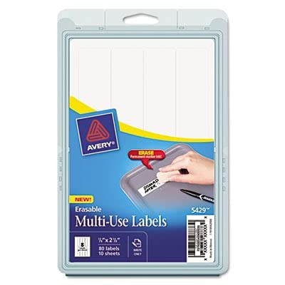Avery 5429 Label Erasable 7/8-Inch x2-7/8-Inch 80/PK White