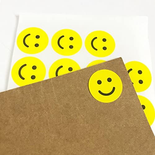 600 Pack, 1" Smiling Happy Smile Face Stickers, Yellow 600 Pieces