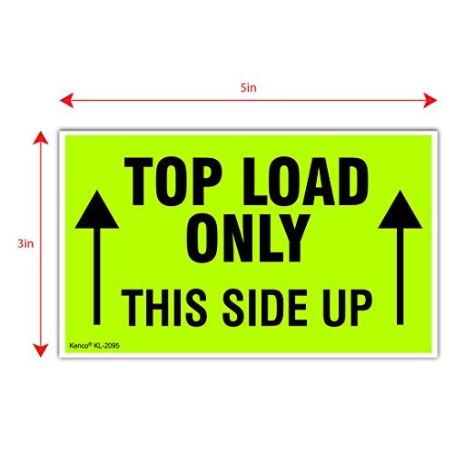 Kenco 3" X 5" Top Load Only This Side Up Fluorescent Shipping Label Stickers -500 Permanent Adhesive Labels Per Roll 1 PACK