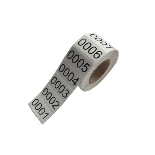 0001-1000 Count Inventory Numbered Stickers Roll, Self Adhesive Waterproof Consecutive Number Labels Tag for Storage Organizing, Classification, Supplies (White, 1.6x0.8 in)