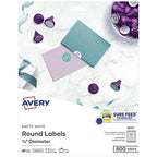 AVERY Printable Round Labels with Sure Feed, 3/4" & 2" Diameter, Matte White, 800 & 300 Customizable Labels