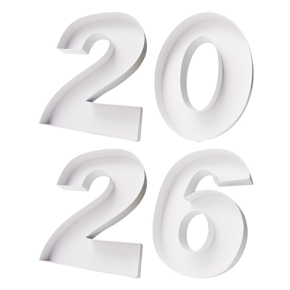 2026 New Year Charcuterie Number Tray, 12 Inch Cardboard Fillable Container, Party Decoration, Graduation Treat Holder (White, 12inch) White 12" x 10" x 1.5"