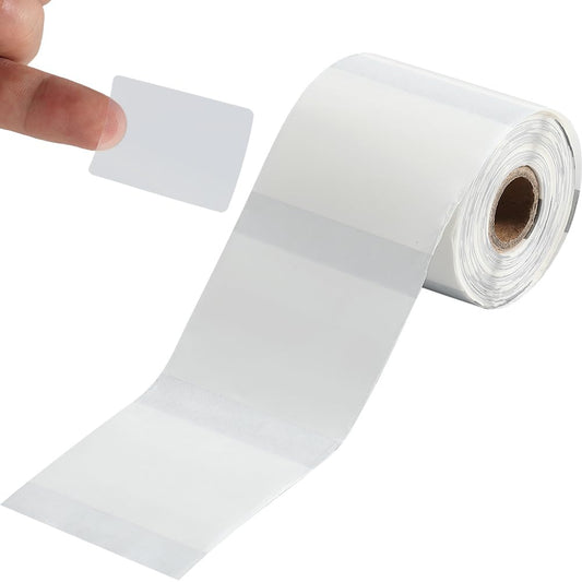 GORGECRAFT 220Pcs 1.57" x 1.18" White Thermal Labels Paper Rectangle Waterproof Replacement Maker Tape Thermal Print Self Adhesive Stickers Label Roll for Shipping Address Business Logo DIY Crafts