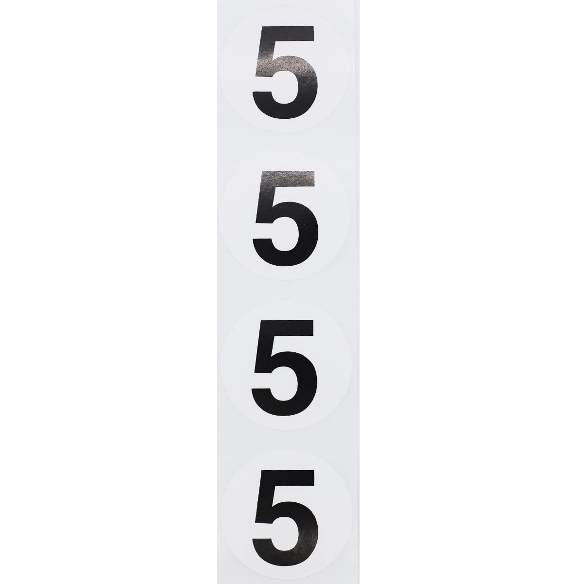 Black Number 5 Circle Stickers, 1.5 Inches Round, 500 Adhesive Labels on a Roll for Inventory, Bins, Retail, and Classroom Organization, Made in the USA Black 5