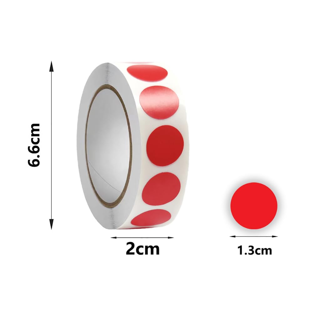 GSHLLO 2000 Pcs 13mm Small Round Stickers Roll Color Coding Dot Labels Mini Self Adhesive Circle Labels Dot Marking Stickers Tiny Removable Circle Stickers for Office Home Red