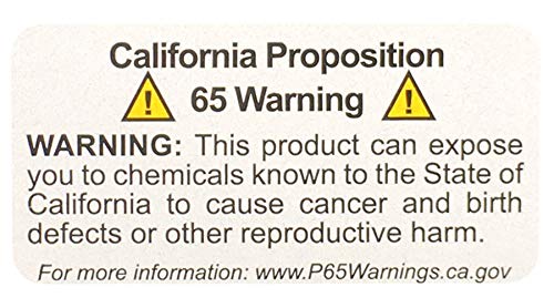 Color-coding California Proposition 65 warning labels , bulk pack of 5,000, 2-inch size, shown in the image.