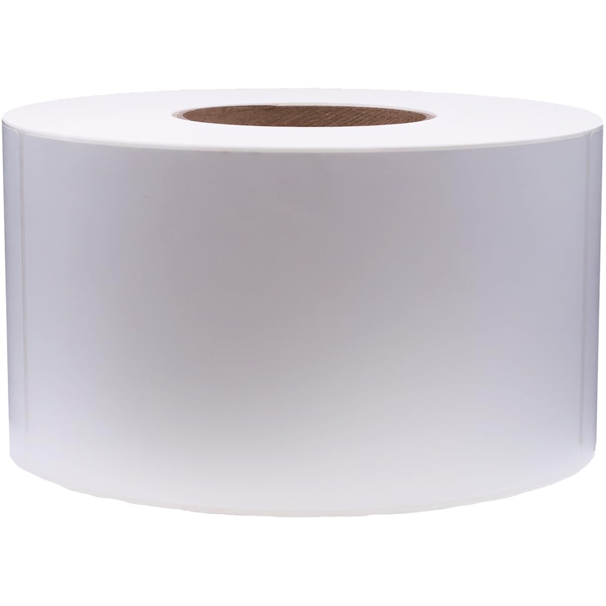 Four packs of 4x8 white perforated thermal labels for laser and inkjet printers with permanent adhesive, 750 labels per pack.