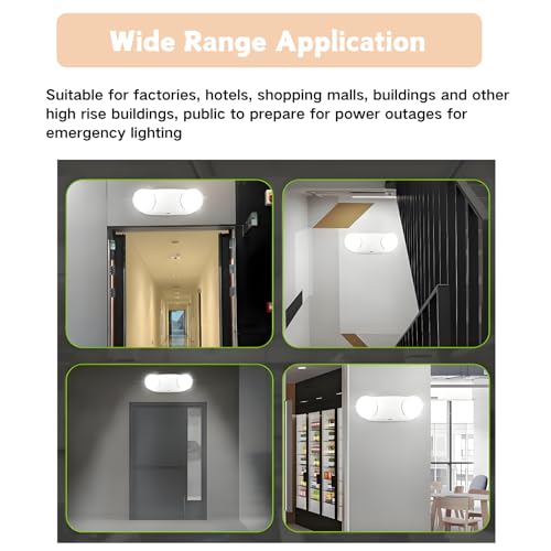 Yosoo Health Gear LED Emergency Light Emergency Lights for Business Two Commercial Emergency Lighting Fixtures with Battery Backup US Plug, Adjustable Hardwired Emergency Exit Light Fixtures