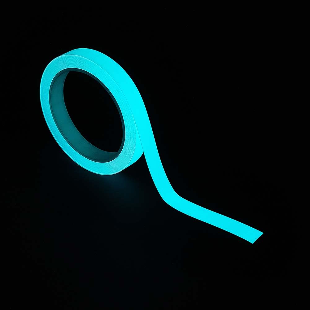 32.8 Feet x 0.6 Inch Fluorescent Waterproof Tape Reflective Tape Strips Glow in The Dark PET Duct Bright Adhesive Luminous Safety Strips Roll for Night Stairs Floor Walls Exit Sign Decor
