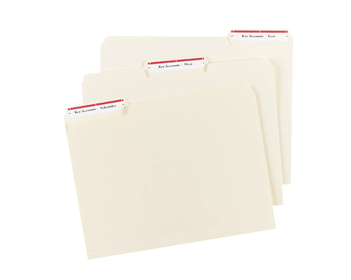 Avery® TrueBlock® File Folder Labels, 2/3" x 3-7/16", 1,500 Printable Labels, White/Red, Permanent (5066)