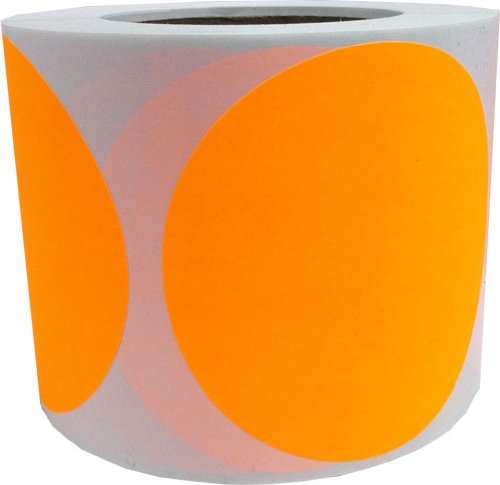Fluorescent Orange Color Coding Labels for Organizing Inventory 4 Inch Round Circle Dots 500 Total Adhesive Stickers On A Roll