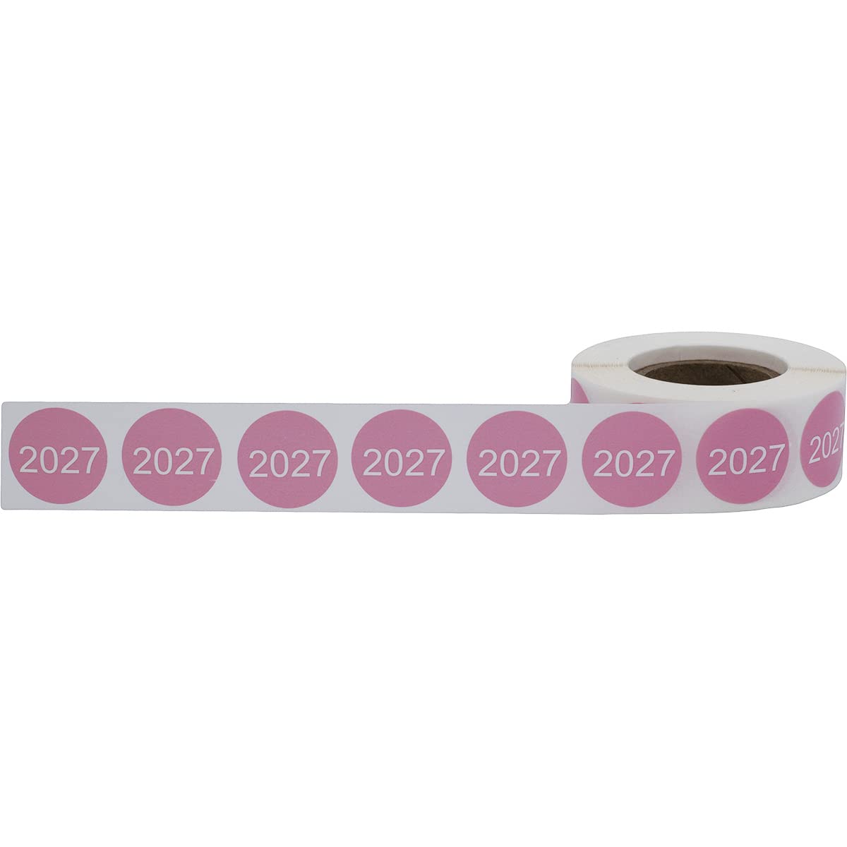InStockLabels 2027 Year Stickers (Pink) - 0.75", 500 Round Stickers Per Roll – Round Labels for File Folders, Sticker Labels for End of Year Organization, Circle Stickers for Office & Home Use Pink