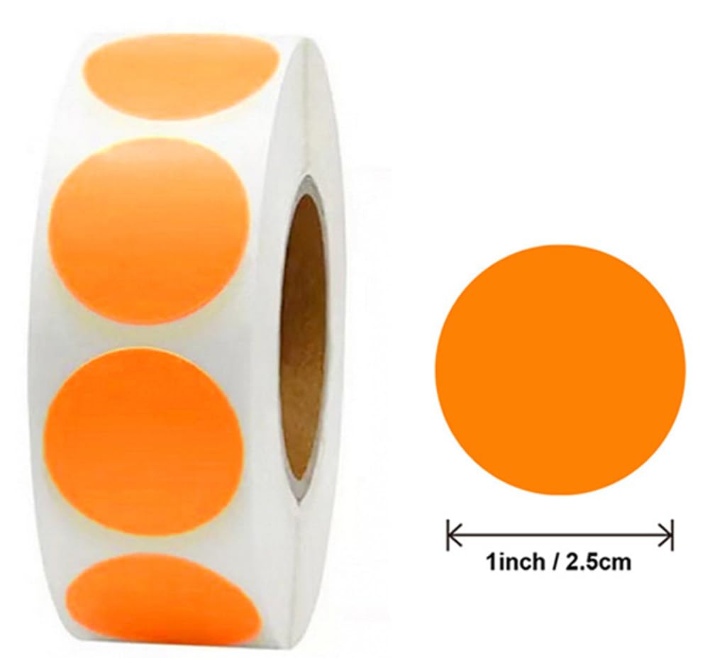 1000PCS Kraft Circle Stickers, Orange, 1 Inch Round Blank Garage Sale Price Stickers, Kraft Coding Tag Labels, Brown Natural Envelope Seals for Home Classroom Jam Canning Jar Labels