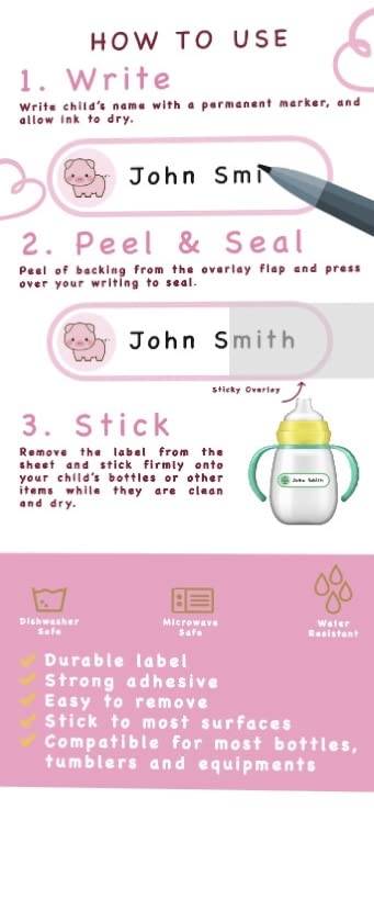 Colorful Write-On Name Labels, Kid Label Daycare, Bootle Feeding Label, Baby Essentials,Clothing Labels, Water-Proof Label Stickers, Baby Bootle Labels, Pack of 120