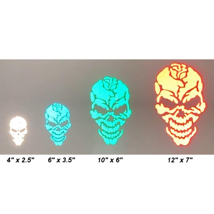 customTAYLOR33 High Intensity Reflective Skull Rose Decal (Premium Quality) / Multiple Colors/Vehicle & Helmet Compatible/Nighttime Visibility (Special Edition Purple, 4 inch X 2.5 inch) Special Edition Purple