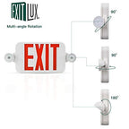 1 Pack Red &Green LED Exit Sign with Emergency Lights-Two LED Adjustable Head Emergency Exit Light-UL Listed- Emergency Exit Light Combo with Backup Battery-120/277VAC. 1 Pack