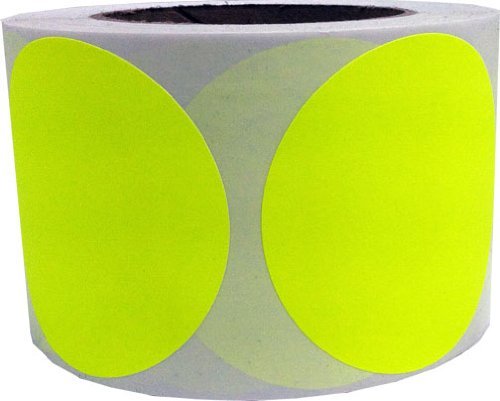 Fluorescent Yellow Color Coding Labels for Organizing Inventory 3 Inch Round Circle Dots 500 Total Adhesive Stickers On A Roll