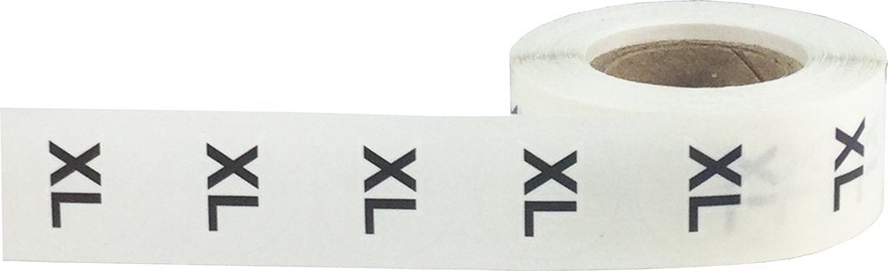 Clear Circle Extra Large XL Clothing Size Stickers - 3/4 Inch Round, 500 Clear Plastic Adhesive Labels Per Roll for Retail Apparel, Clothing Organization, and Inventory - Made in The USA