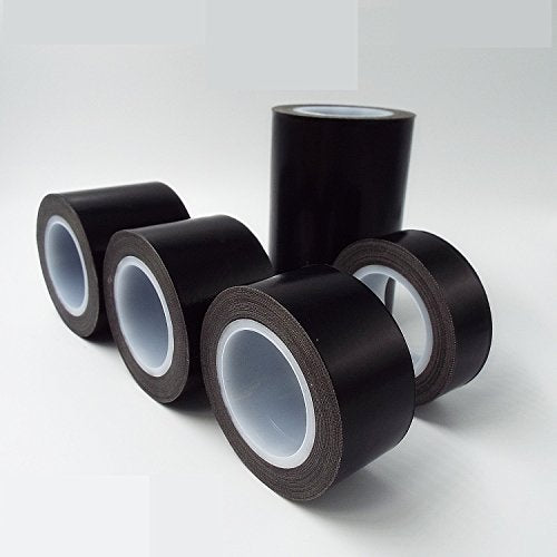 1Roll 10m Black/White PTFE Teflon Tape Nonstick Tape 500℉ High-Temp Fiberglass Adhesive Tape (Black, 2-inch x 33FT)