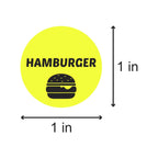 Hamburger Stickers, 1" Round, Yellow, 600 Count
