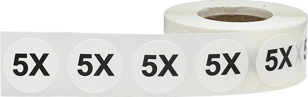 White circle clothing size stickers , 0.75 inch color-coding labels for retail apparel, 500 adhesive tags.