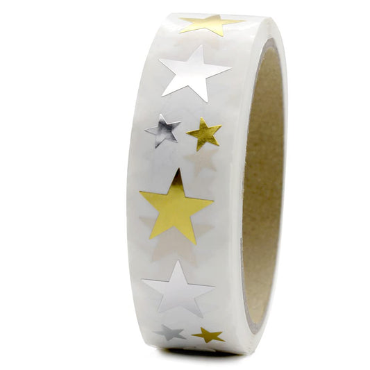 1000 PCS Star Stickers Labels, Gold & Silver Glitter, DIY Crafts, Wall Decor, School Projects, Paper Material, Star Style, Indoor Use