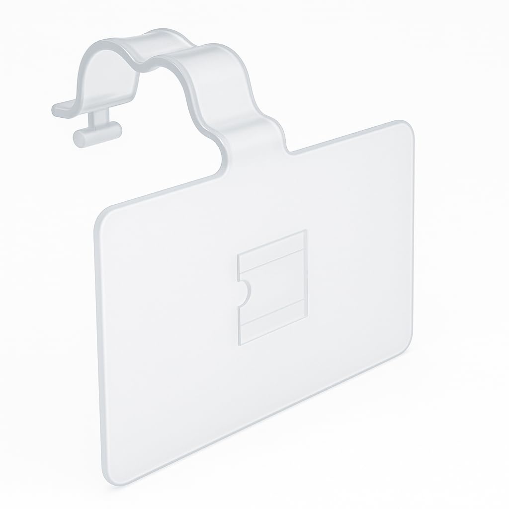 2.25" L x 1.25" H Plastic Cooler/Refrigerator UPC Label Holder Clip Organizer for Double Wire Fridge Shelf - 50 Pack 2.25" x 1.25"
