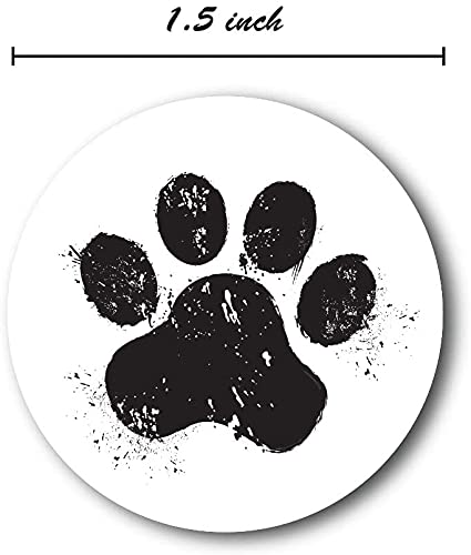 Dirty Paw Print Stickers / 500 Dog Paw Print Labels Roll / 1.5" Pet Puppy Foot Imprint Envelope Seals/Made in The USA