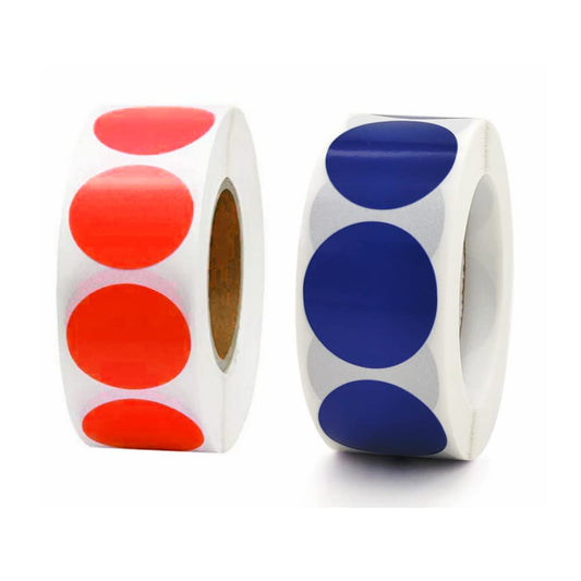 1 Inch Round Label Permanent Color Label Sticker Self Adhesive Circle Dot Stickers, 1000 Pieces (Red Blue) 1 inch Red Blue