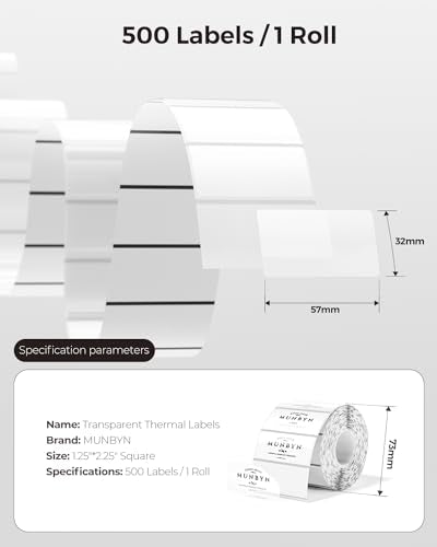 2.25 * 1.25 Transparent Thermal Label+2x1 Inch Thermal Labels
