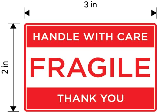 1000 pcs Fragile Handle with Care Stickers for Shipping 2x3 Inch Labels, 500/Roll (Pack of 2)