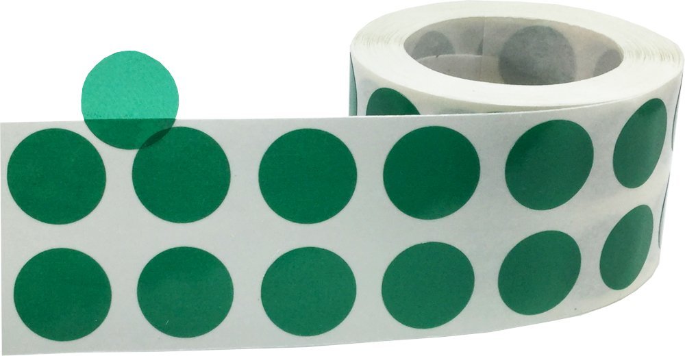 Green 1/2" Inch Transparent Color Coding Labels, 1,000 Total Adhesive Stickers On A Roll, Ideal for Planners, Journals, Mailing Seals and Crafting Ideas Green
