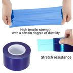 A roll of high Viscosity polyethylene Blue Adhesive Film, Suitable for Protecting car Wheels, Steel, Household appliances, Hardware and Other Materials, 2.8 inches high and 656.2 feet Long