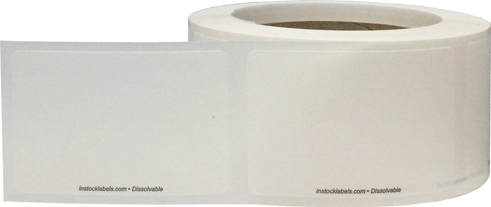 InStockLabels Dissolvable Food Storage Labels, 2 x 3 Inch, 5 Case of 500 Label Rolls - Convenient Blank Adhesive Stickers for Organization and Food Rotation, Meal Prep Stickers Dissolve in Water 2500