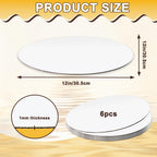 Vicsamer 6PCS Cake Rounds-12IN, Sturdy Corrugated Cake Boards for Dessert